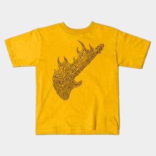 Flaming Bass Woodcut Kids T-Shirt